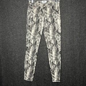 Pistola Snake Print Skinny Jeans Women's Size 27 Gray Black White Stretch Denim